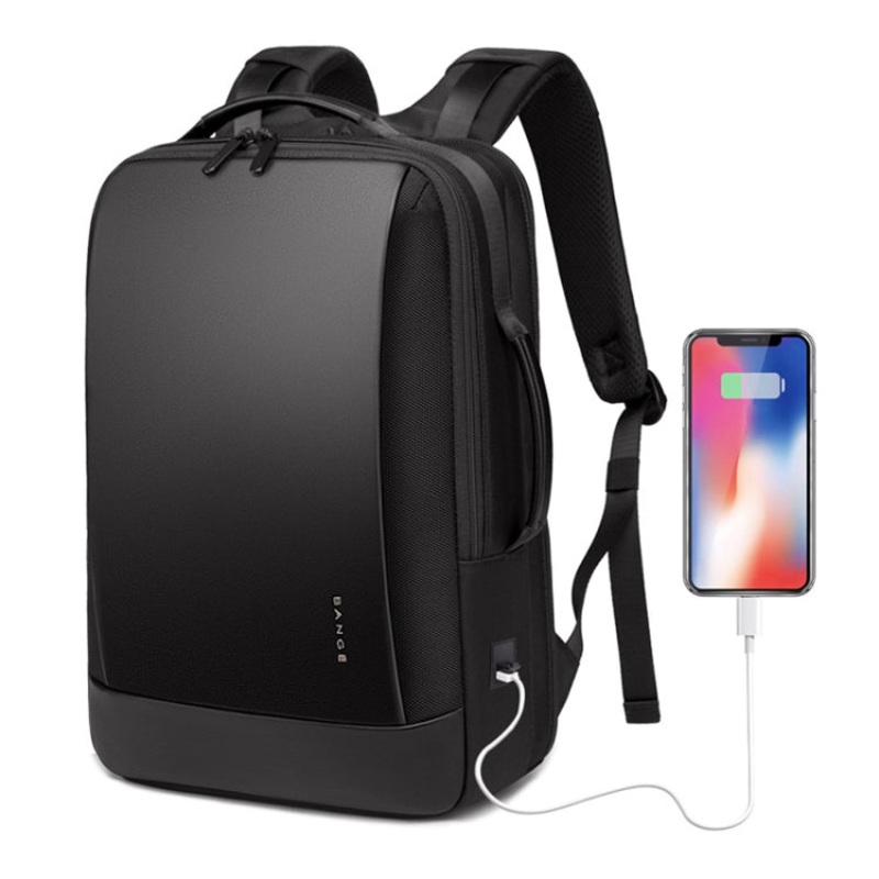 16 Inch Men Oxford Cloth Waterproof Backpack with USB Port (Black)