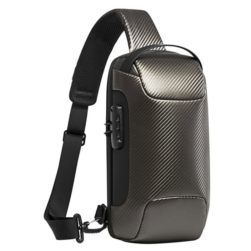 Carbon Fiber Anti-theft Waterproof Crossbody Chest Bag for Men & Women (Grey) - 34 x 18 x 10cm