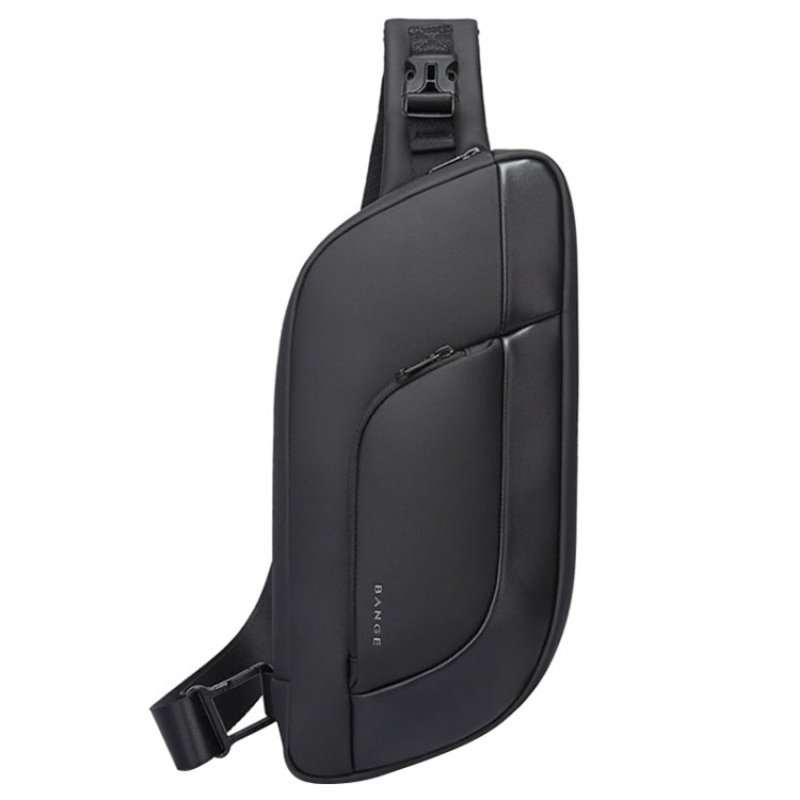 Men Microfiber Leather Crossbody Chest Bag 35 x 16 x 4cm Black