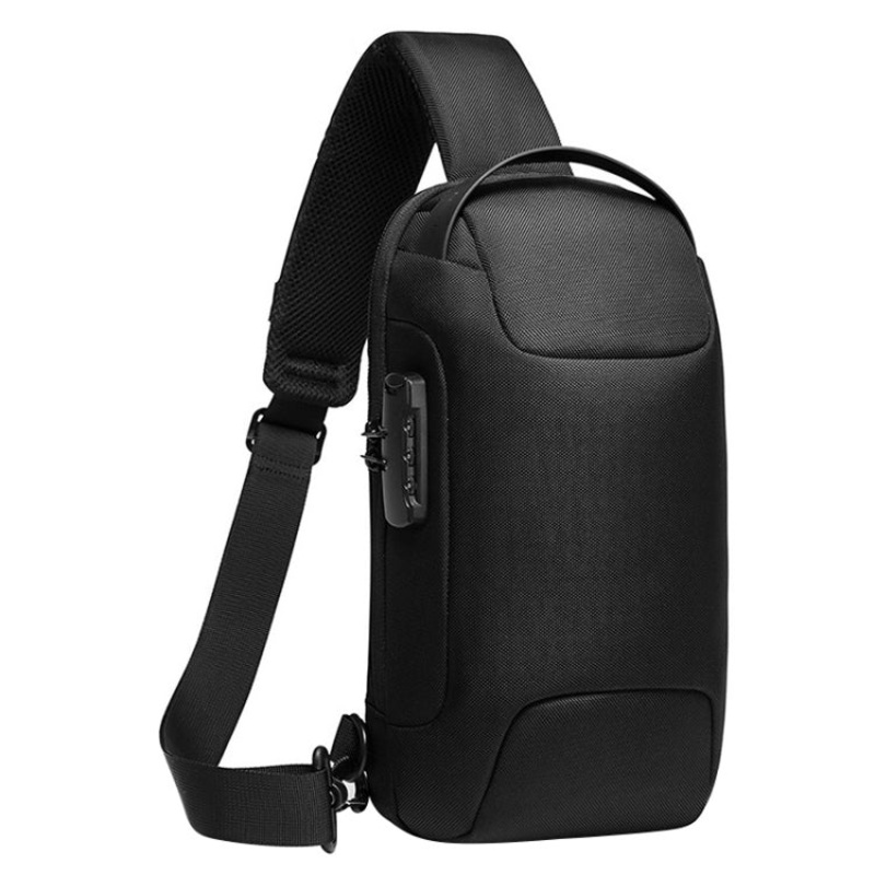 Men Oxford Cloth Waterproof Anti-theft Crossbody Chest Bag (Black) Size: 34 x 18 x 10cm