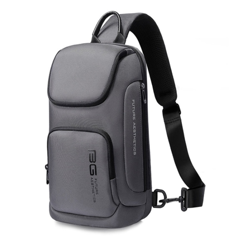 Men Oxford Cloth Waterproof Anti-theft Crossbody Chest Bag (Grey, 34 x 17.5 x 11cm)