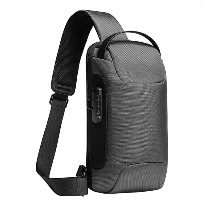 Men Oxford Cloth Waterproof Anti-theft Crossbody Chest Bag (Grey, 34 x 18 x 10cm)