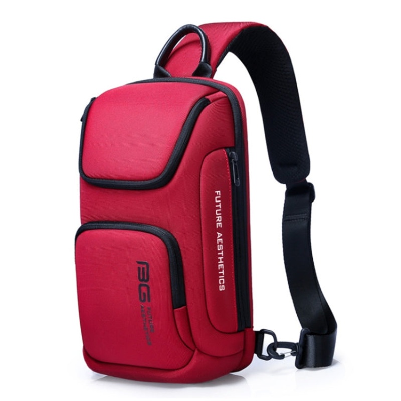 Men Oxford Cloth Waterproof Anti-theft Crossbody Chest Bag (Red, 34 x 17.5 x 11cm)