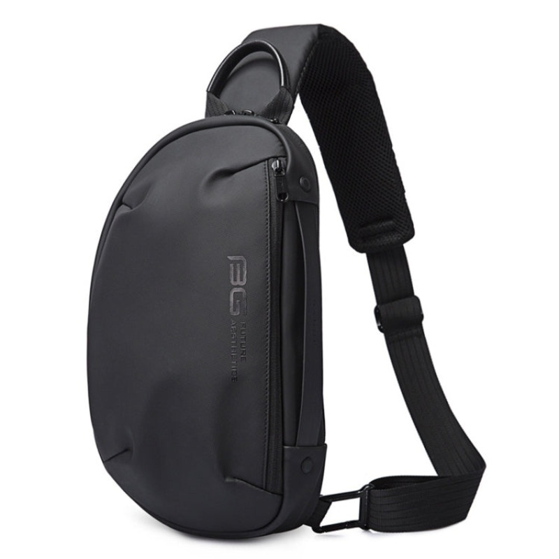Men Waterproof Crossbody Chest Bag with USB Port (Black)