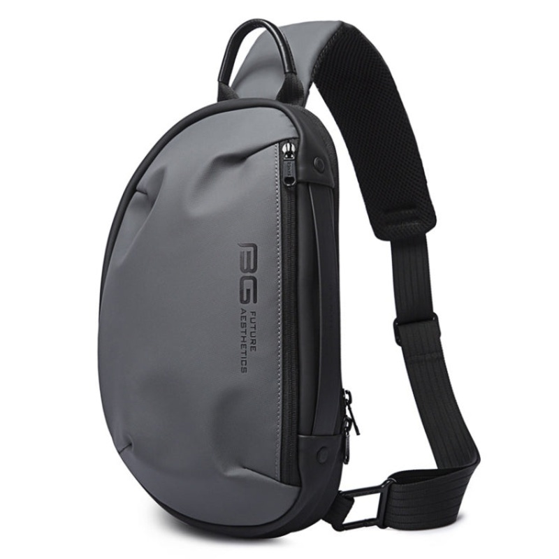 Men Waterproof Crossbody Chest Bag with USB Port (Grey, 34 x 19 x 6cm)