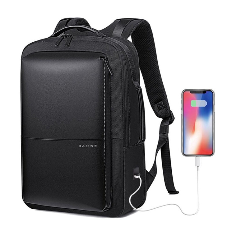 Men Wet and Dry Separation Backpack with USB and Earphone Hole 16 Inch (Black)