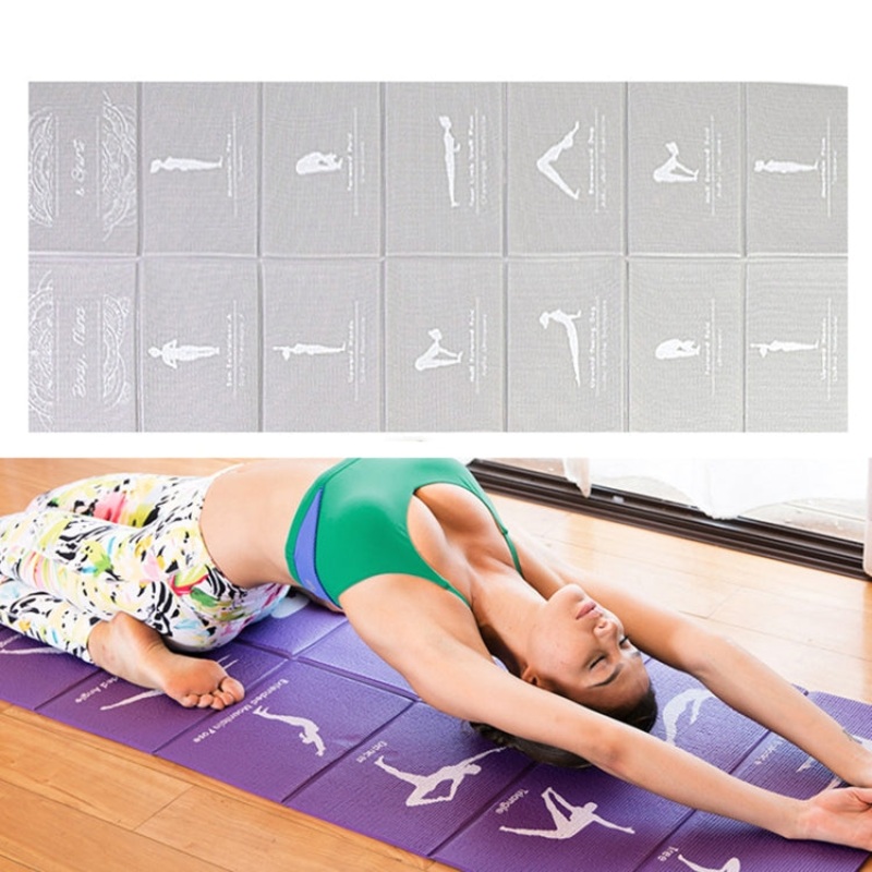 Portable Fold Yoga Pad Student Nap Mat 5mm Thickness Light Gray Print (Travel)