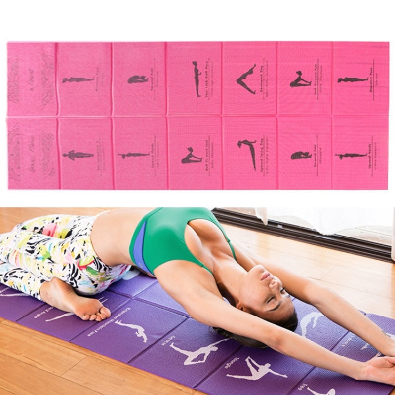 Portable Travel Thick Fold Yoga Pad Nnap Mat, Thickness: 5mm (Rose Red Print)