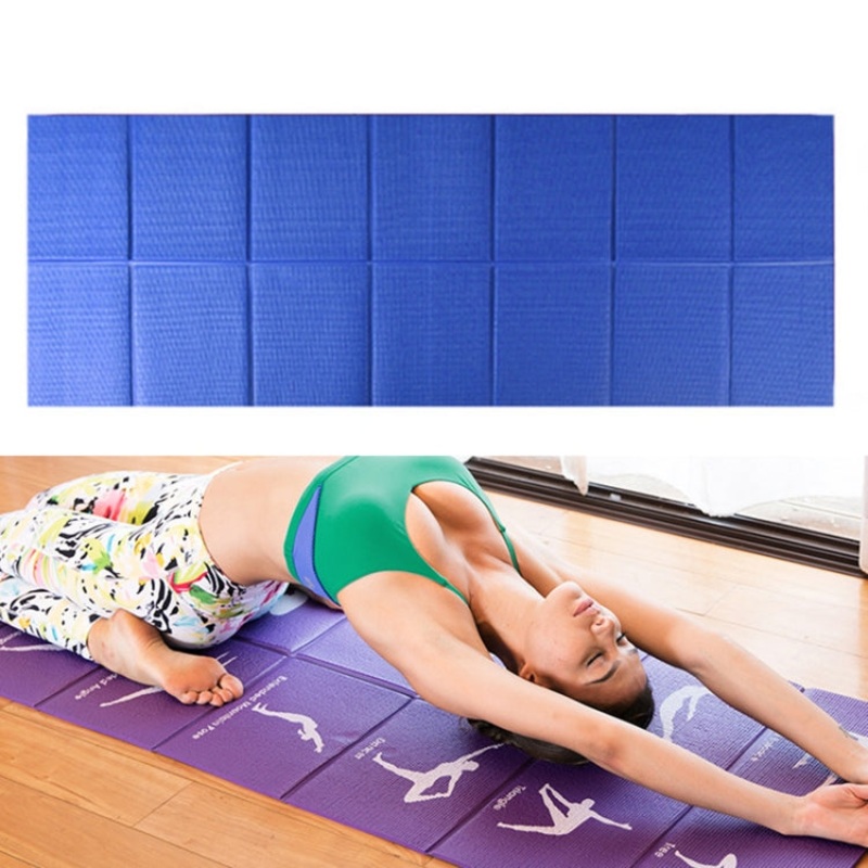 Portable Travel Thick Fold Yoga Pad Student Nnap Mat Thickness 8mm (Blue)