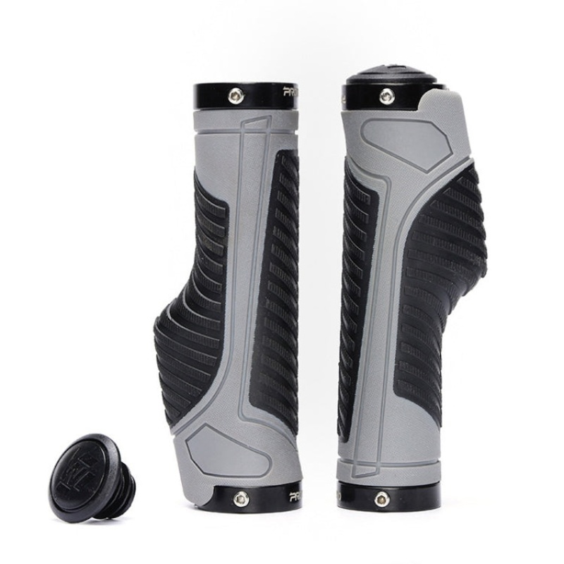 PROMEND GR-504 1 Pair TPR Ergonomic Ball Bicycle Grip Cover (Black Grey)