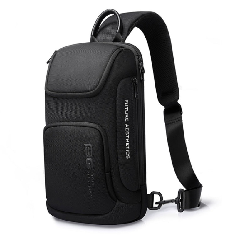 Waterproof Anti-theft Crossbody Chest Bag Oxford Cloth Men Black (34 x 17.5 x 11cm)