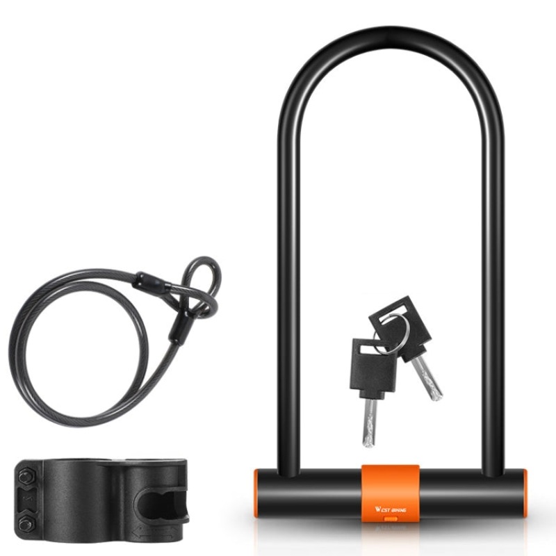 Bicycle Carbon Steel Anti-Shear Anti-Theft U-Lock + Cable (Lock+Cable)