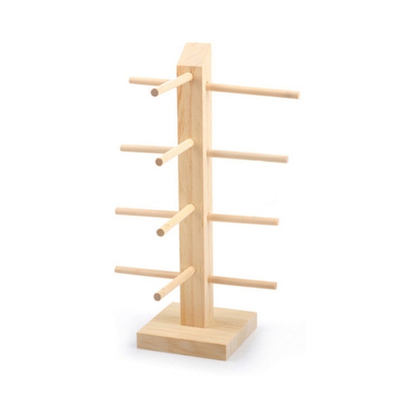 Log Glasses Display Storage Rack 1 Row 4 Pairs