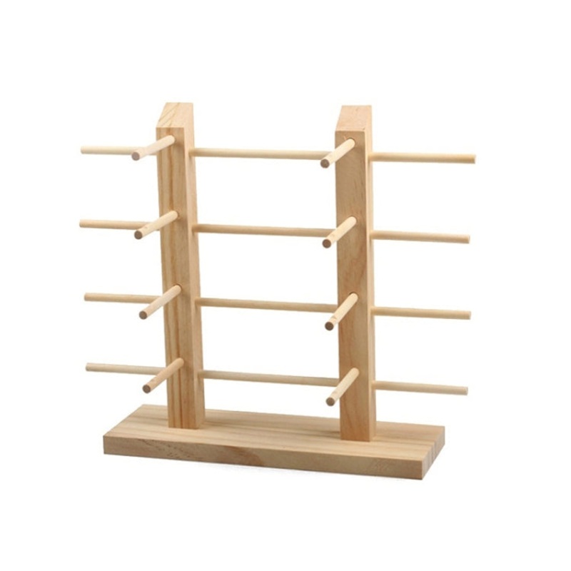 Log Glasses Display Storage Rack 2 Row 8 Pairs