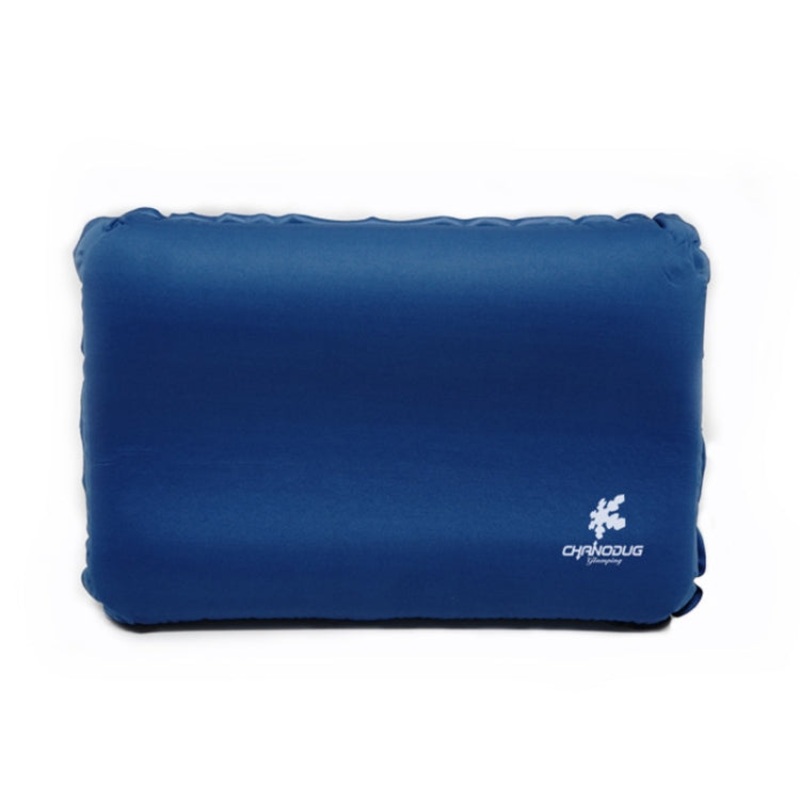 Portable Automatic Inflatable Foam Pillow for Camping Travel (Navy Blue)