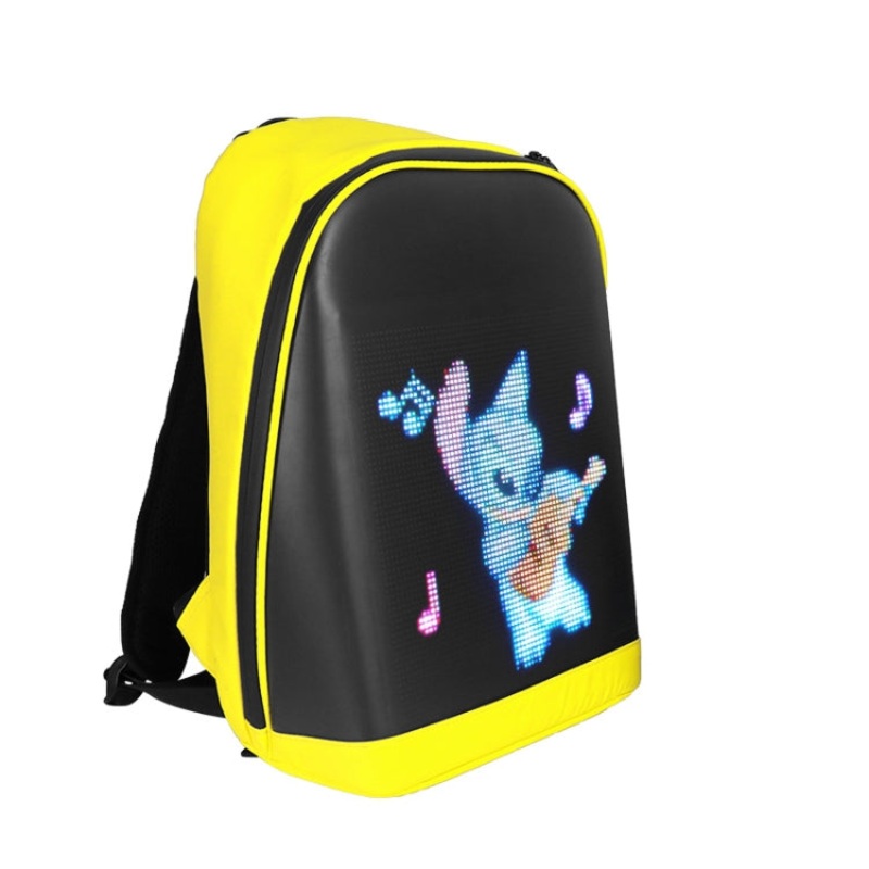 LED Display Smart Advertising Waterproof Backpack 17 Inch (Yellow)