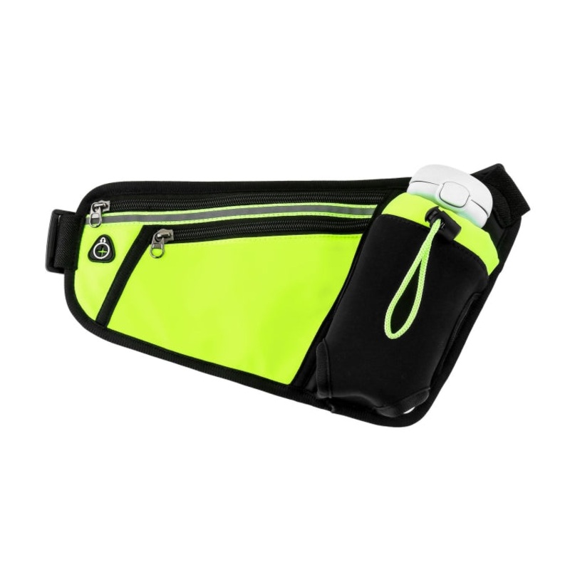 Triangle Sports Running Waist Bag Mobile Phone Water Bottle Bag 10 Inch (Fluorescent Green)