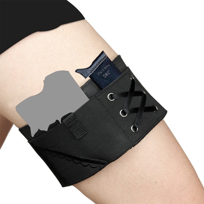 Women Embroidery Sexy Portable Invisible Defensive Legging Cover (Size: M, Color: Black)