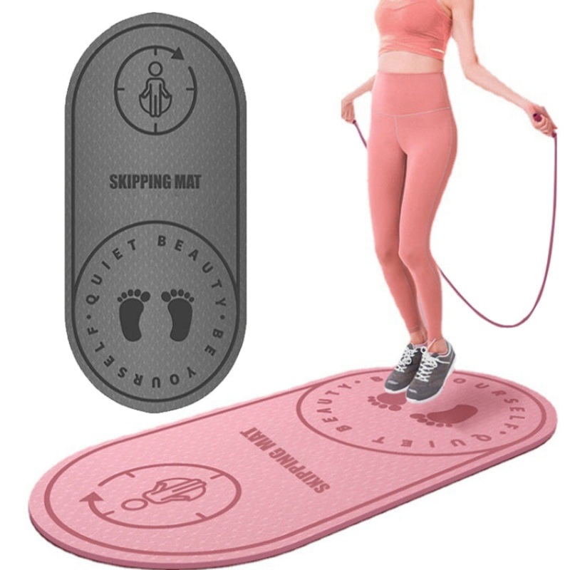 8mm TPE Sound-Absorbing and Shock-Absorbing Skipping Mat Home Indoor Sports Fitness Mat (Grey)