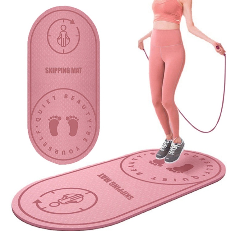 8mm TPE Sound-Absorbing and Shock-Absorbing Skipping Mat Home Indoor Sports Fitness Mat (Pink)