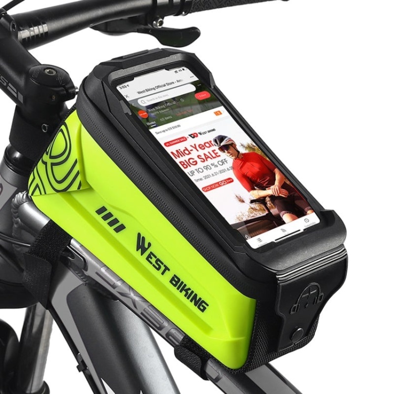 Bicycle Front Beam Mobile Phone Touch Screen Hard Shell Bag (Fluorescent Yellow)