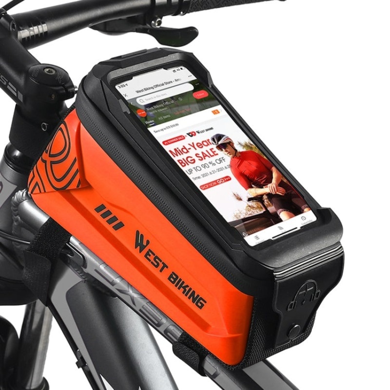 Bicycle Front Beam Mobile Phone Touch Screen Hard Shell Bag (Orange)