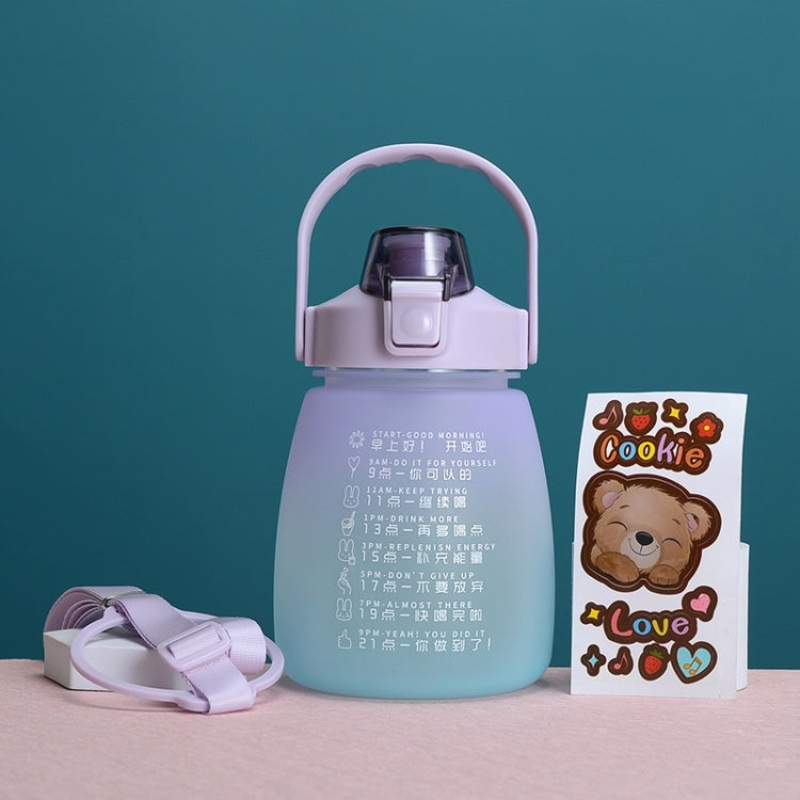 Large Belly Water Cup High Temperature & Drop Resistant Straw Cup (Gradient Purple Green)
