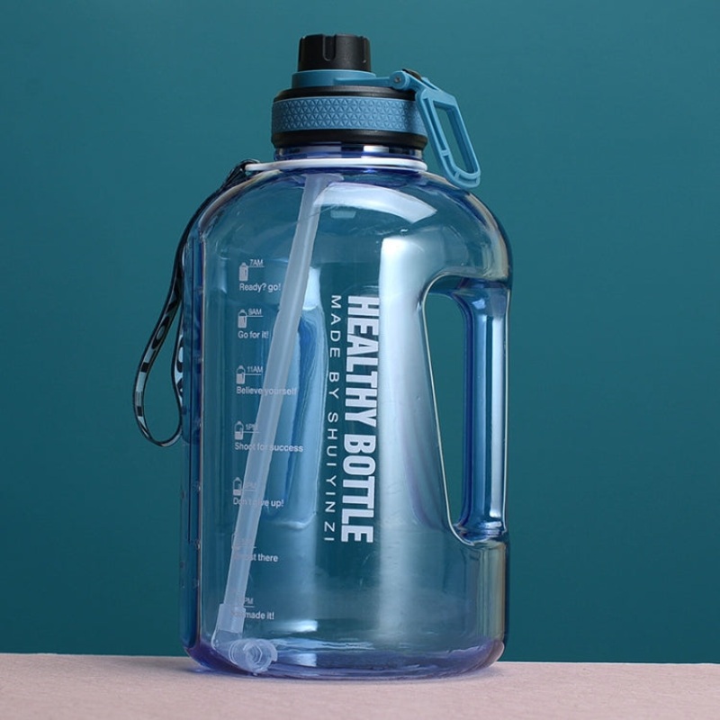 Large-Capacity BPA-Free Sports Water Bottle with Straw (Blue)