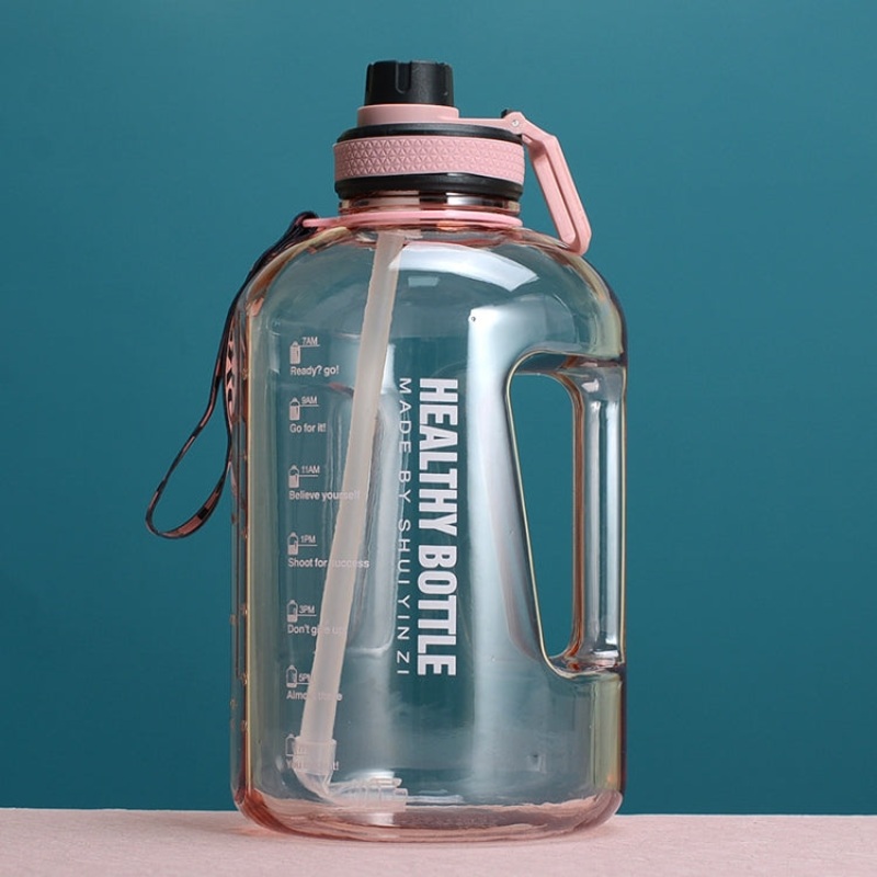 Large Capacity Sports Water Bottle with Straw (Pink)