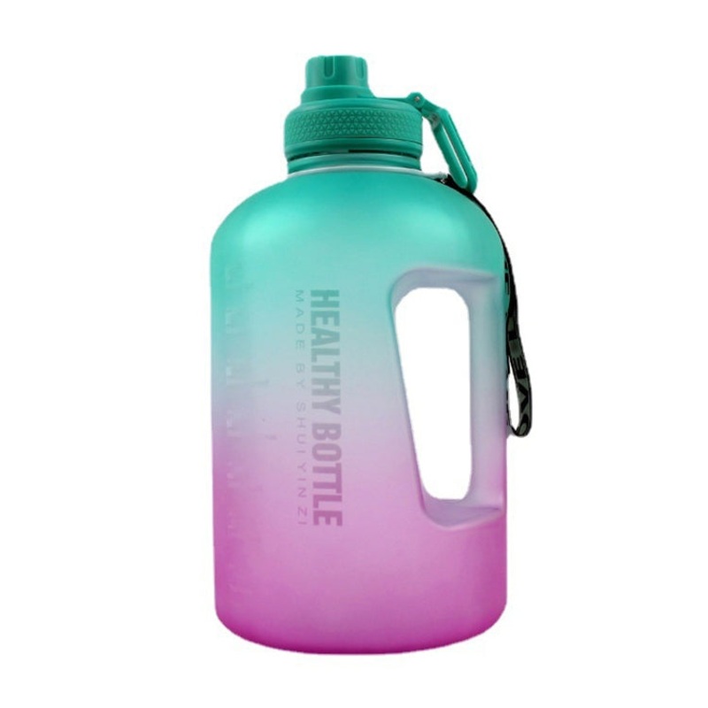 Large Capacity Water Bottle with Straw for Sports & Fitness (Gradient Green Pink)