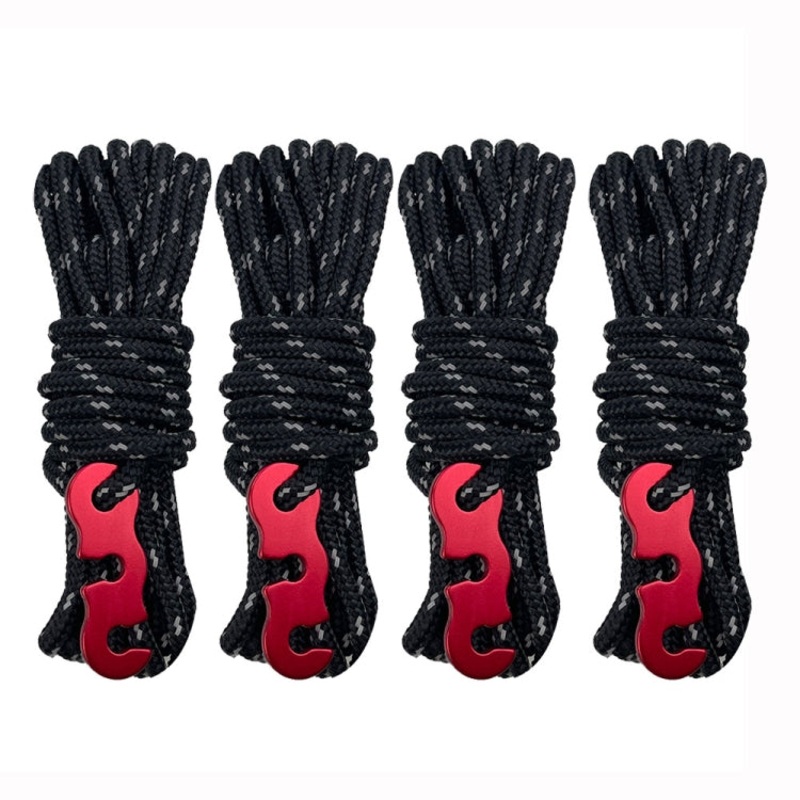 Outdoor Camping Tent Canopy Wind Rope Luminous Multi-Function Wind Rope Buckle Tent Fixed Rope (S Buckle-Black)