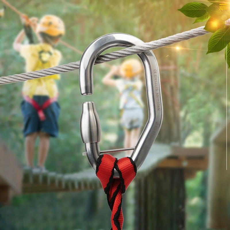 Stainless Steel Tree Adventure Protection Main Lock Insurance Buckle (With Hexagonal Latches, Detachable)