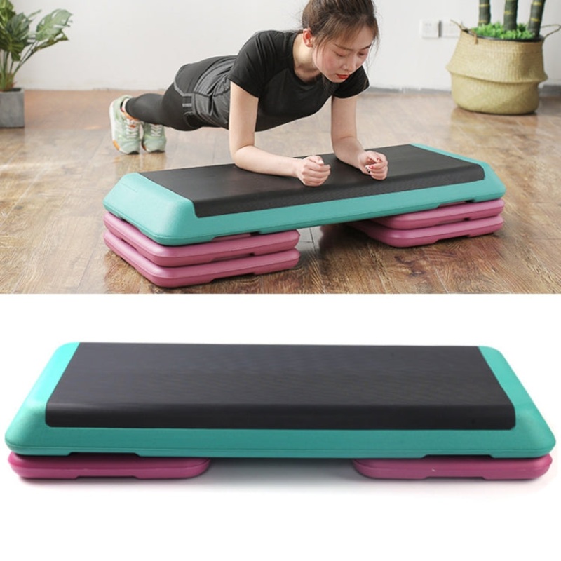110cm Fitness Pedal Adjustable Sports Yoga Fitness Aerobics Pedal, Specification: Dark Green Motherboard + 2 Red Base