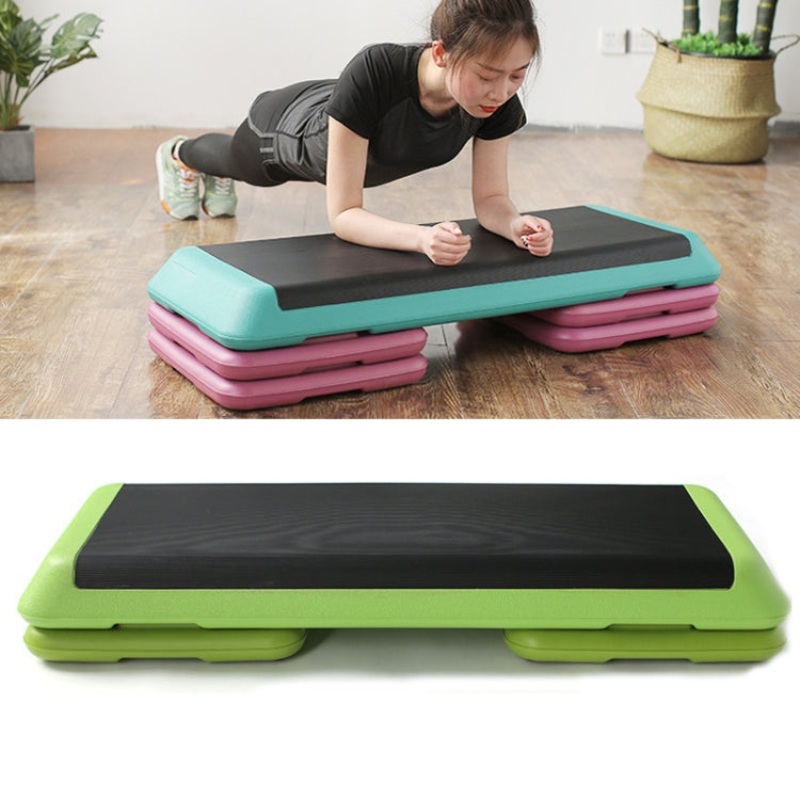 110cm Fitness Pedal Adjustable Sports Yoga Fitness Aerobics Pedal, Specification: Grass Green Motherboard +2 Grass Green Base