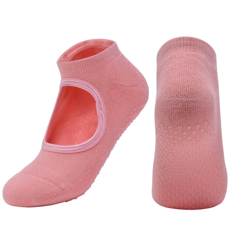 2 Pairs Combed Cotton Yoga Socks Towel Bottom Reveal Round Head Dance Fitness Sports Flooring Socks (Orange)