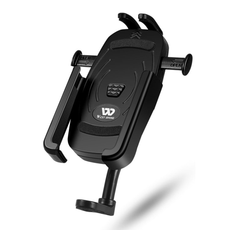 Aluminum 360 Rotatable Electric Bike Scooter Motorcycle Phone Stand Rearview Mirror Style (Black)