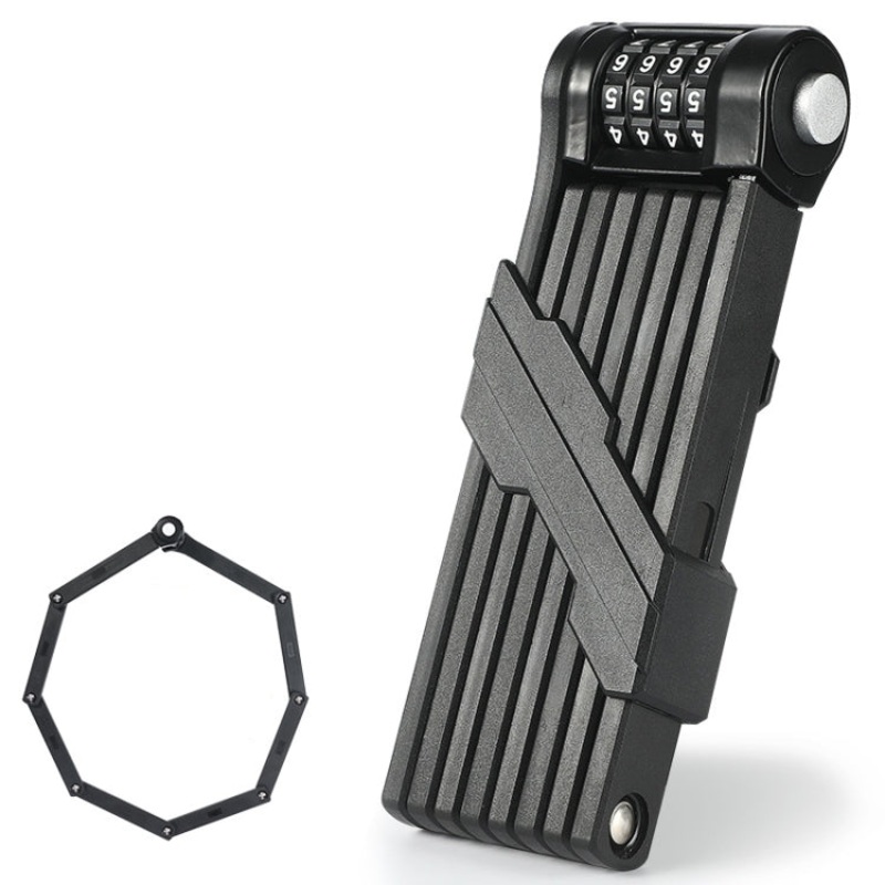 Bicycle Folding Code Lock Riding Anti-Theft Chain Lock (Black)