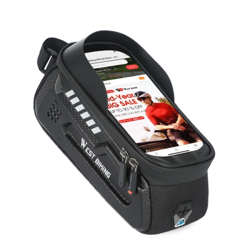 Bicycle Hard Shell Front Beam Mobile Phone Bag (Black)
