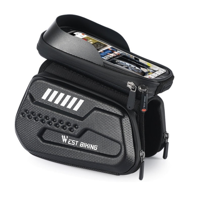 Bicycle Hard Shell Front Beam Reflective Bilateral Phone Case (Black)