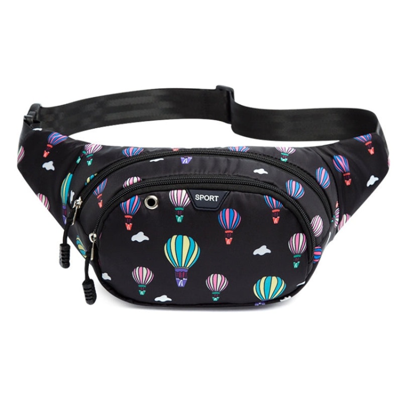 Ladies Sports Running Waist Bag Outdoor Leisure Cashier Wallet 10 Inch (Balloon Black)