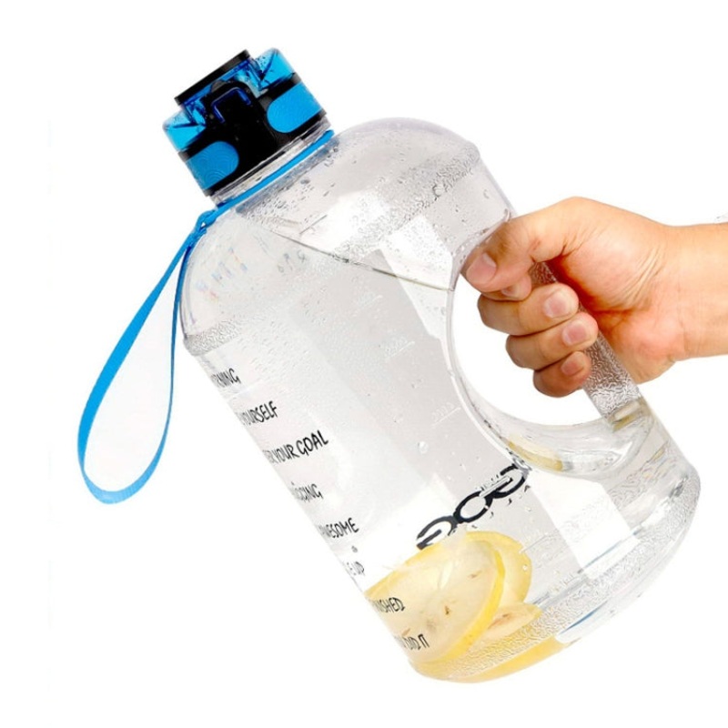 Large Capacity Gradient Color Plastic Space Bottle 1 Gallon / 3.78L Sports Kettle (Transparent)