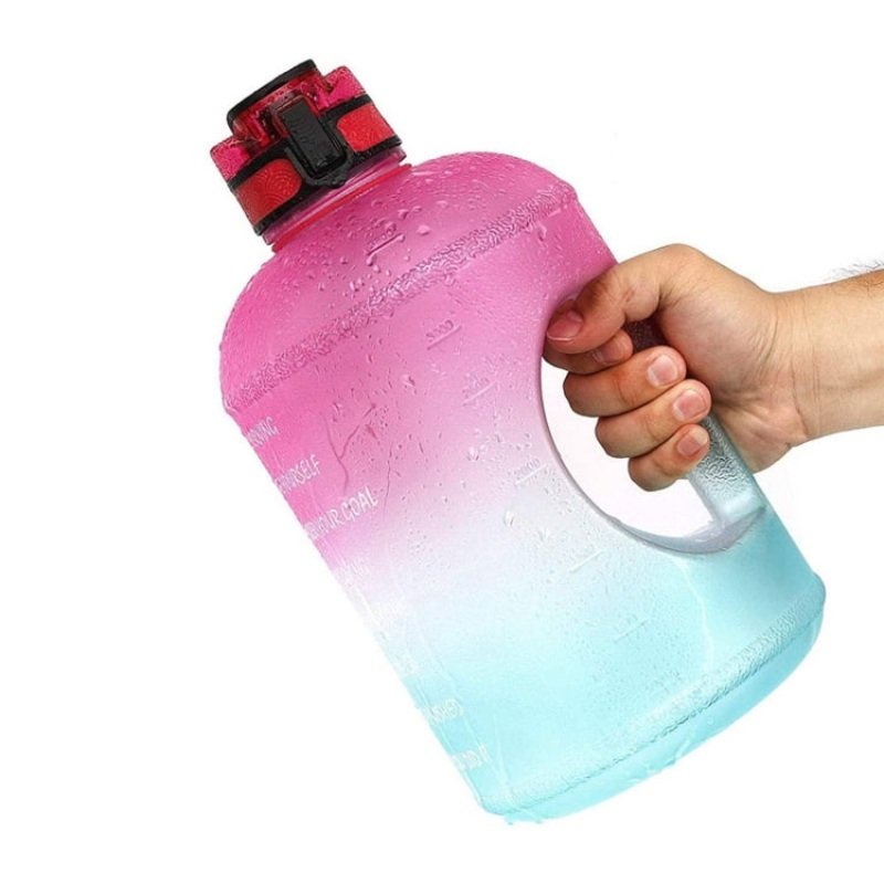 Large Capacity Gradient Color Plastic Space Bottle (Pink Green) - 1 Gallon / 3.78L Sports Kettle
