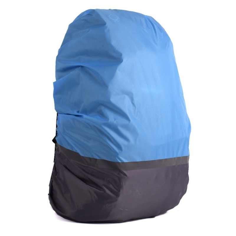 Mountaineering Color Matching Luminous Backpack Rain Cover, 2 Pcs, Size: M 30-40L (Gray + Blue)