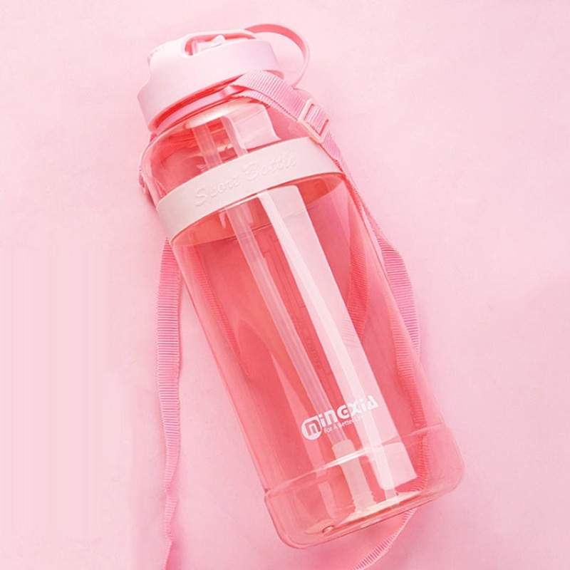 Plastic Water Cup With Straw Outdoor Portable Sports Kettle (Pink 3000ml)