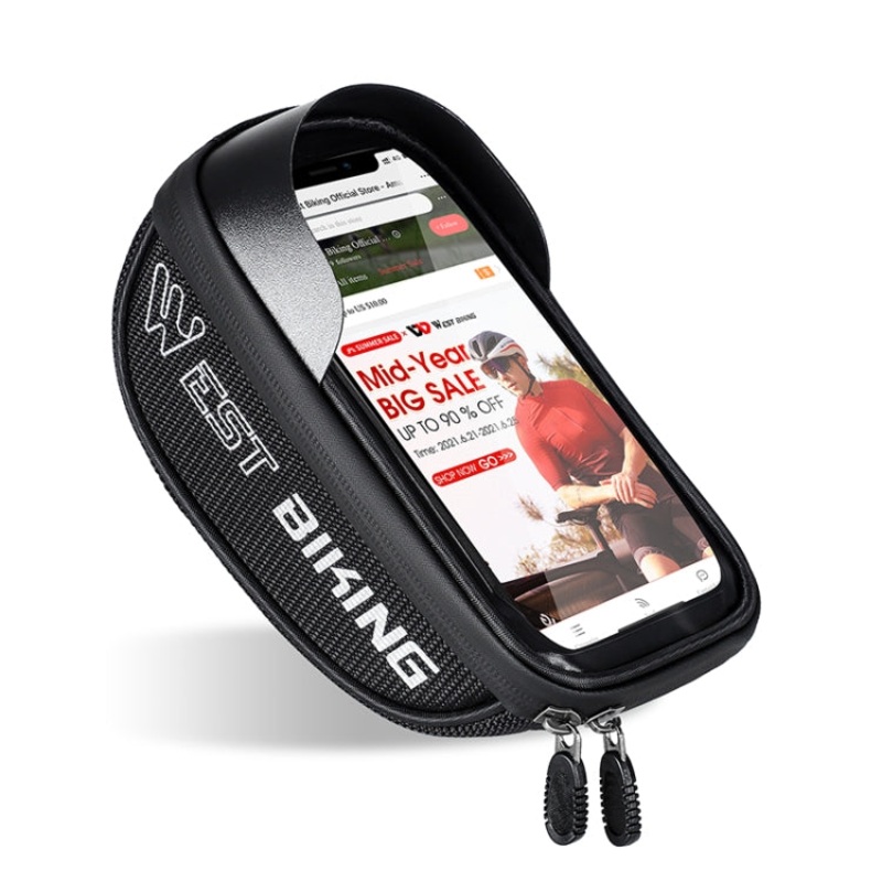 Waterproof Bike Handlebar Phone Bag Reflective Front Frame Bag (Black)