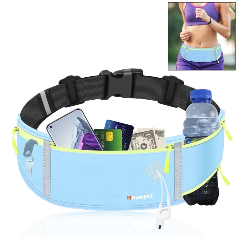 Waterproof Sports Waist Fanny Pack Bag with Phone Pocket Blue Color