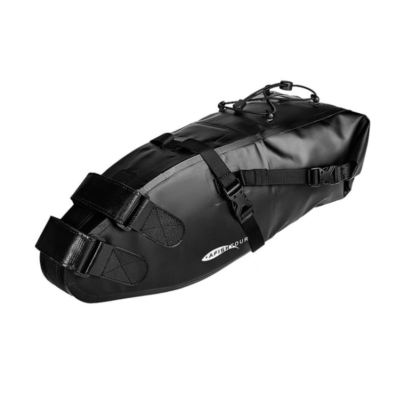 Bicycle Big Tail Bag Large Capacity Long-Distance Cycling Saddle Bag 13L (Full Black)