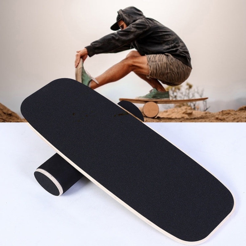 Surfing Ski Balance Board Roller Wooden Yoga Board Black Sand (06 x B)