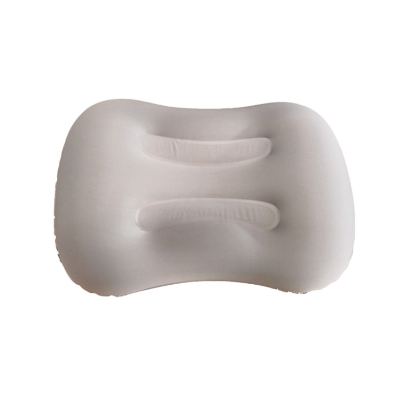 Foldable Portable Inflatable Pillow Nap Waist Pillow for Outdoor Camping Trip (Light Gray)