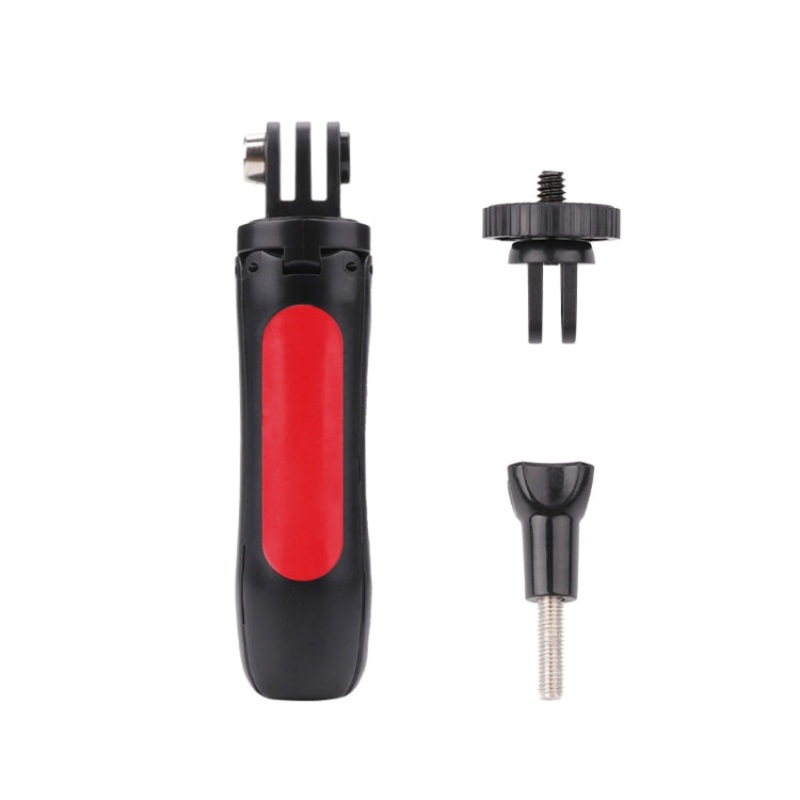 Multi-functional Foldable Tripod Holder Selfie Monopod Stick for GoPro, Insta360, DJI and Other Action Cameras, Length: 12-23cm (Red)